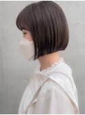(土橋)切りっぱなし前下がりボブ 透明感オリーブアッシュ