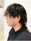 宇都宮メンズパーマ波巻きスパイラルパーマセンターパートウルフ
