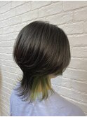 ウルフカット×インナーライトグリーン