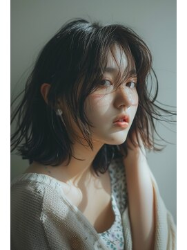 ラナ 新宿(lana) ウルフ/顔まわり/ミディアムレイヤーカット/【lana hair 新宿】
