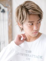 メンズヘア ビーセカンド 草加店(MENS HAIR B-2) ホワイトブロンド波巻きパーマメンズショートY草加
