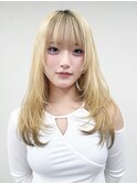顔周りレイヤー美髪韓国ヘアロング_ba539801