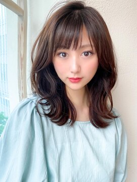 アフロート エル 大阪(AFLOAT L) 暗髪で出せるこなれ感！フェイスレイヤー×ナチュラルセミロング