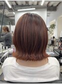 オレンジ オレンジブラウン 外ハネボブ 透明感カラー！