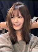 ミディアムレイヤーカットくたっとレイヤーココアベージュ/岸本
