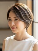 白髪ぼかしハイライトブリーチミルクティーベージュ