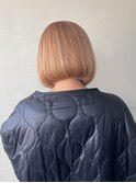 ブリーチカラーダブルカラーボブミルクティーベージュブロンド