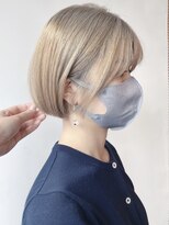 モリオフロムロンドン 原宿本店(morio from London)&nbsp;【morio 原宿】ハイトーンミニボブ　切りっぱなし　前髪あり