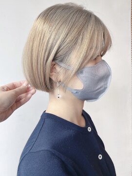 モリオフロムロンドン 原宿本店(morio from London) 【morio 原宿】ハイトーンミニボブ 切りっぱなし 前髪あり