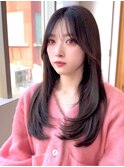 2wayバング 韓国前髪 シースルー ミディアム くびれヘア　顔周り