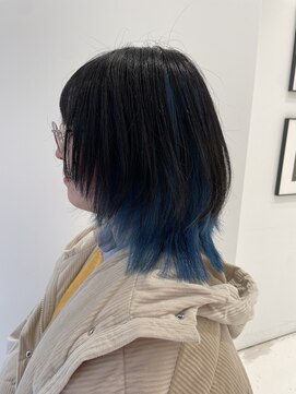 ハイブ 金沢(Hive) ナチュラルウルフ　インナーカラーアイスブルー