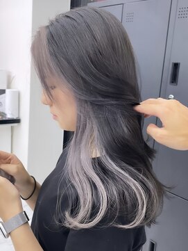 イヤリングカラー/インナーカラー/ホワイトグレー