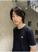 ◎メンズボブウルフメンズミディアムメンズロングワックスなし