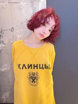 シリー(Silly)&nbsp;ブリーチなしのチェリーレッド×ウェーブミニボブ