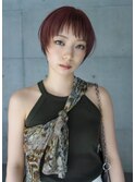 ショートカシスモーヴピンクショートバング