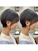 大人可愛い20代30代40代黒髪前下がりショートボブ丸みショート◎