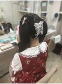 編みかけリボンツイン