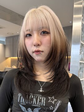 サンクプロジェクト(cinq PROJECT) ラベンダーミルクティーグレージュ韓国風顔まわりレイヤー原宿