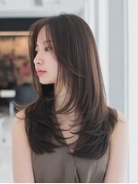 ダル 渋谷/表参道(DAL.)&nbsp;顔周りカットハッシュカットダークブラウンワンホンレイヤー韓国