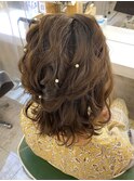 結婚式や二次会にミディアムヘア☆ゆるふわルーズハーフアップ
