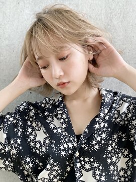 アイティーバイアルバム 八王子店(IT by ALBUM) 外ハネシースルバング_グレージュカラーボブウルフ_38728