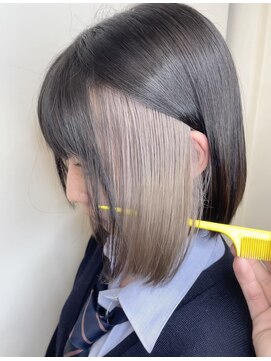 マティス 表参道(matiz) 切りっぱなしボブ/インナーカラー/ハッシュカット/フルバング