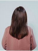 黒髪グレージュレイヤーロング前髪パーマ