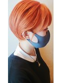 アプリコットオレンジショートマッシュボーイッシュ女子