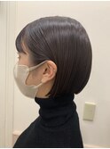ブリーチなし◎切りっぱなしボブ艶髪！暗髪アッシュ