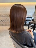 切りっぱなしミディ/マロンブラウン/艶髪
