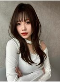 小顔に見えるトレンドヘア/黒髪/オリーブグレー/ココアベージュ