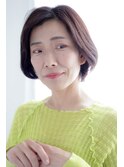 ナチュラルモード☆秋色大人前髪なしコンサバボブ白髪ぼかし