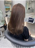 ★斜めバングミディアムヘアグレージュカラーシルキーベージュ★