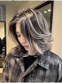 ロングメンズハイライトバレイヤージュ