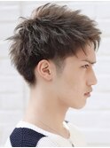 大分メンズツーブロック刈り上げベリーショートブラウンカラー