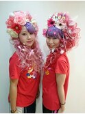 体育祭紅組ヘアセット