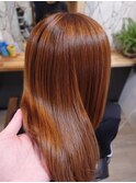 ハイトーンカラー髪質改善レッドブラウンミディアム