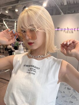 ランテルディ 渋谷(LANTERDIT) 【LANTERDIT】ホワイトブロンド　外ハネボブ　シースルーバング