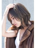 大人かわいい前髪セシルカットココアブラウンフリンジウェーブ