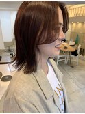 くびレイヤーカットエモージュ切りっぱなしボブオレンジカラー