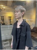 【橋本嶺】ツーブロックマッシュ束感ショートナチュラルブロンド