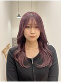 ミディアム顔周りレイヤーおくれ毛前髪長岡/新潟/宮関