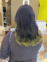 エイトヘアー(8 HAIR) ネイビー ライムイエロー ツートーンカラー