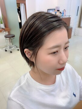 クラン 六甲道(Chlan) 前髪なし耳掛けスッキリショートボブ×ダークグレージュ