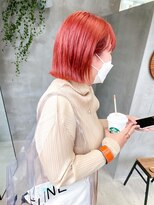 テトヘアー(teto hair)&nbsp;コーラルピンクカラーコーラルオレンジカラーボブ
