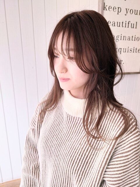 韓国×オルチャンヘア×小顔前髪2wayバング×ラベンダーベージュ