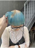 bibito ルーツカラー　ブルー　水色　ブリーチ　マッシュ