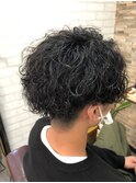 MEN’SHAIR ウルフ アッシュブラックカルマパーマベリーショート