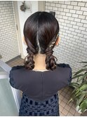ツインヘア　個性派ヘア　金箔　三つ編み