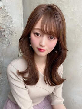 ラルユー 金山(LallYou) シャギーレイヤーロング韓国ワンホンヘアシースルーぱっつん前髪